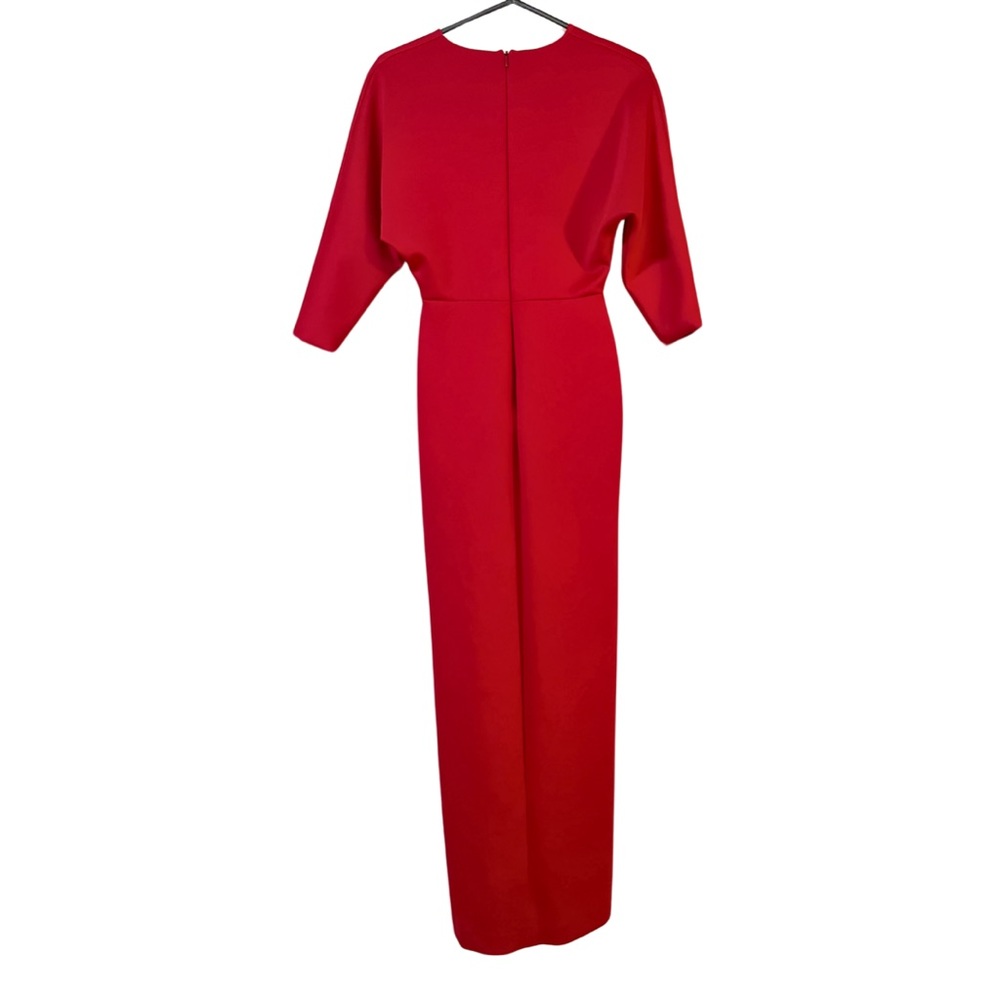 Black Halo Eve Satin Gown Womens 0 Red Floor Length V-Neck Formal Sheath Dress - Picture 2 of 6